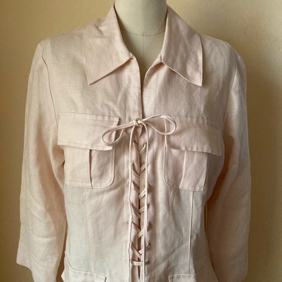 Linen Dress  Corset Shirt, its not pink but a slight pink, off white color - Picture 5 of 6